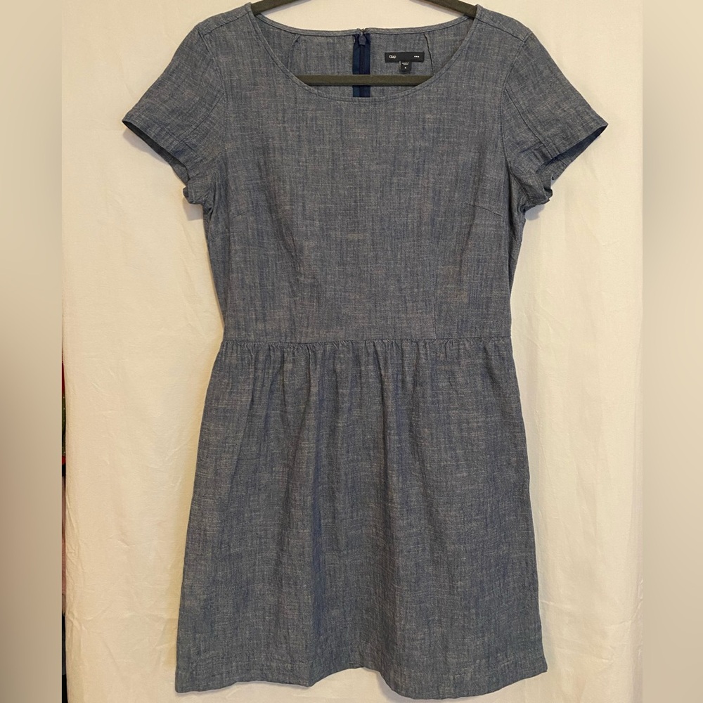 Light Blue Chambray Gap Short Sleeve Dress